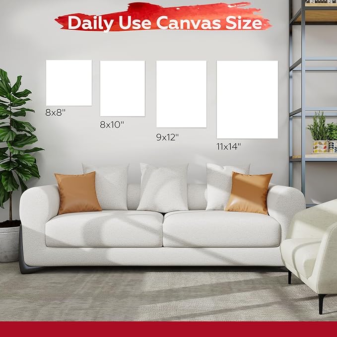 Stretched Canvas for Painting,10Pack 9X12 Inch Stretched White Blank Canvas,8 Oz Triple Primed 5/8" Profile Stretched Canvas,100% Cotton,Canvases for Painting, for Acrylics, Oils