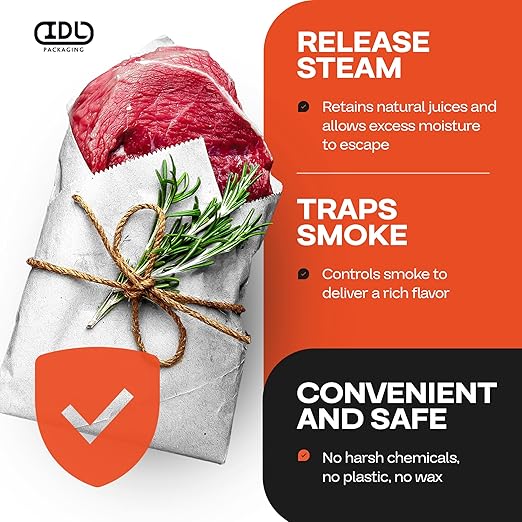 White Butcher Paper Roll 36" x 1200" (100 feet) - USA-Made Natural Food-Grade Paper for Cooking Meat and Fish - Unwaxed Material for Smoker, BBQ & Grilling by IDL Packaging