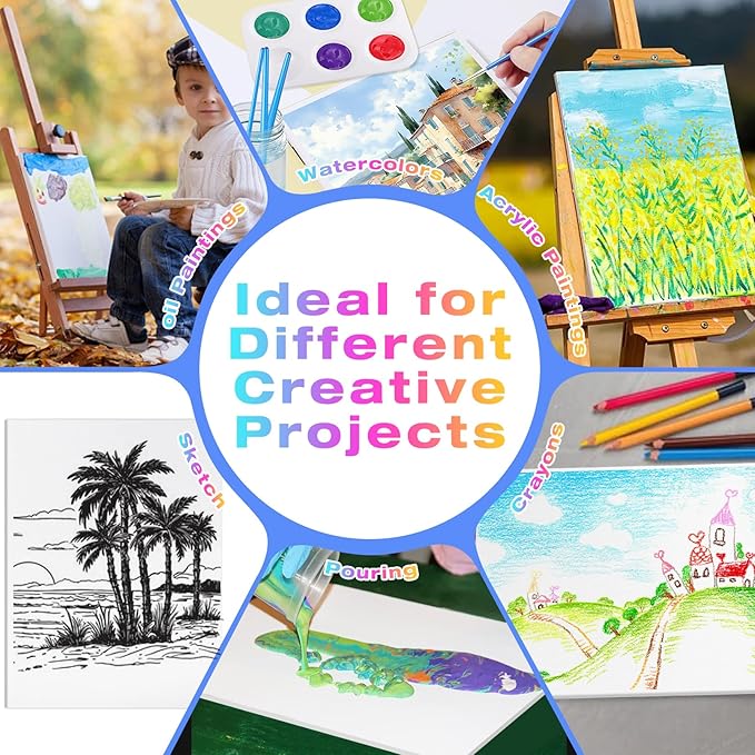 Jeffbaubl 24 Pack Canvas Boards for Painting, 5 x 7 inch Cotton Canvas Panels, Gesso Primed Acid-Free Painting Canvases, Blank Canvases for Acrylic Watercolor Oil Tempera Paints