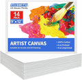 FIXSMITH Canvas Boards for Painting 9x12 Inch, Super Value 14 Pack Paint Canvases, White Blank Canvas Panels, 100% Cotton Primed Canvas Boards for Painting Art Supplies