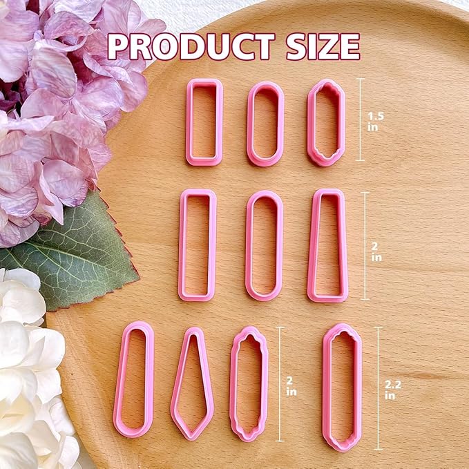 Keoker Long Dangle Shape Polymer Clay Cutters, Long Rectangle Clay Earrings Cutters, Basic Clay Cutters (10PCS All)