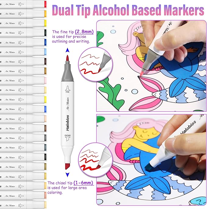 120 Colors Alcohol Markers Set, Dual Tip Fine & Chisel Drawing Markers Alcohol Marker with Case, Marker for Adults Children Coloring Artists Drawing Sketching Card Making and Illustration