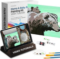 DIY Art Painting Kit for Adults – Learn to Paint Mama & Baby Bear with Video Tutorials – 9 Pieces Acrylic Paint Set for Adults –Perfect Christmas Crafts & Holiday Gifts for Art Lovers
