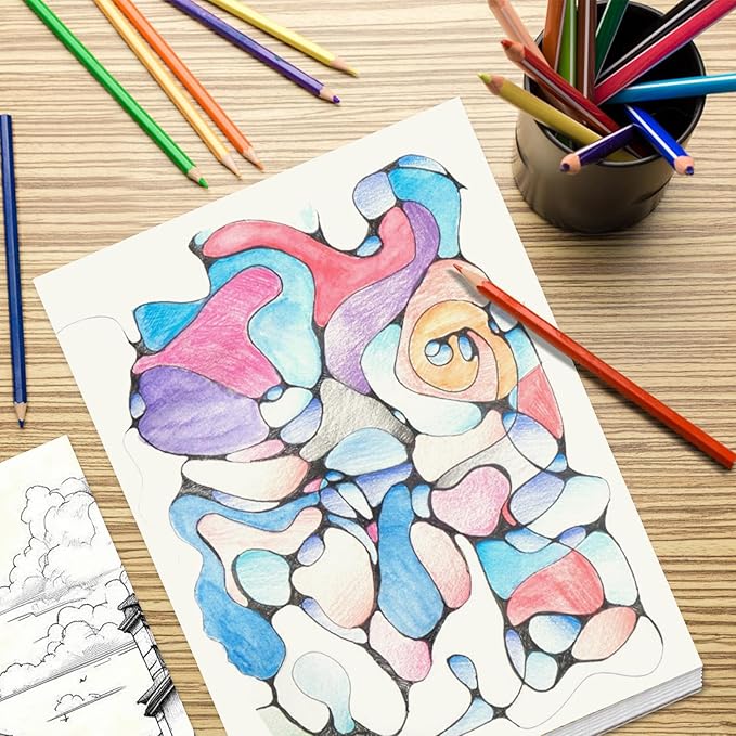Tlenpo 9 x 12 Inch Glue Bound Sketchbook, 50 Sheets (73 lb/120gsm) Acid Free Artist Drawing Book Paper, Art Supplies for Adults Kids, Craft Activities, Sketch Paper for Drawing Coloring Sketching