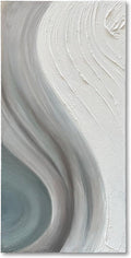 Art Hand-Painted White and Grey Gradient Texture Abstract Oil Painting, 48x24-inch Vertical Canvas Painting, Home and Office Wall Decoration Art