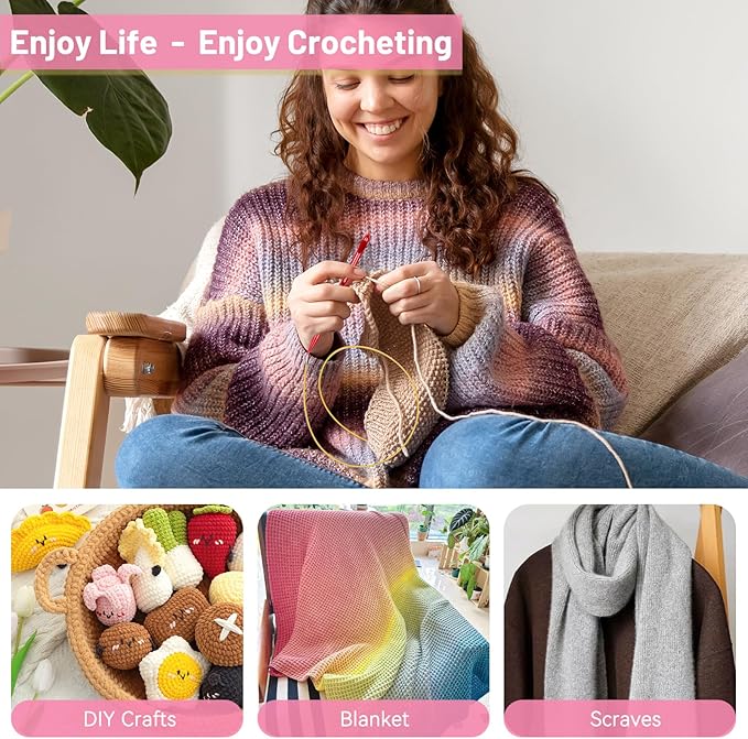 Aeelike Interchangeable Tunisian Crochet Hooks Set, 12 Sizes Colorful Tunisian Crochet Hooks Set with 4 Cables 3.0mm - 10.0mm Smooth Ergonomic Hook for Making Blanket Scarves, Ideal Gift