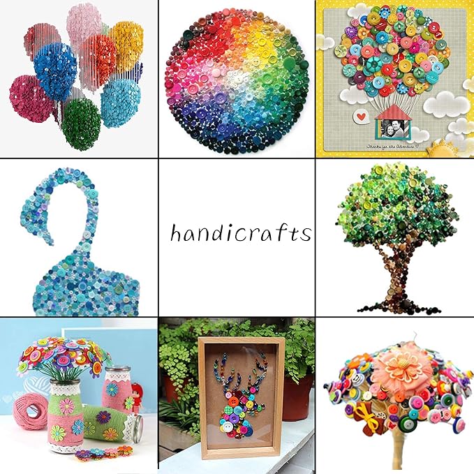 Greentime 1500 pcs Round Resin Buttons Mixed Color Assorted Sizes for Crafts Sewing DIY Manual Button Painting DIY Handmade Ornament Buttons Easter Egg Fillers Decorative, 2 Holes and 4 Holes