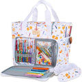 Coopay Large Tote Bag Travel Organizer Lightweight with Shoulder Strap for Crafts and Storage Supplies Crochet Knitting White