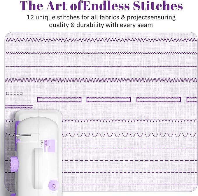 Beginner Sewing Machine, 12 Built-in Stitches with Foot Pedal, 2-Speed Control, Portable Mini Sewing Machine for Home Travel Use & Sewing Enthusiasts (purple)