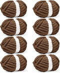 Inhand 8 Pack Chunky Chenille Yarn for Crocheting–30.6 Yards, 7.7oz, Soft Fluffy Thick Yarn,Gifts for Men/Women Birthday Christmas Unique,Hand Knitting for Blankets&DIY Crafts (Coffee)