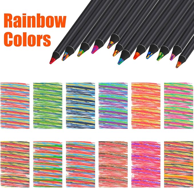 Valentines Day Gifts for Kids Classroom, Easter Basket Stuffers Essentials for Teen Girl Boys Art Supplies Trendy Stuff 12 Colored Rainbow Pencils, Birthday Party Favors Arts and Crafts 8-12 Year Old