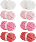 HOMBYS 8 Pack Assorted Chunky Yarn for Crocheting,Super Bulky Large Soft Fluffy Yarn,Plush Fuzzy Yarn,Thick Chenille Yarn for Hand Knitting/Arm Knitting,Red Gradient(27yds,8 oz Each Skein)