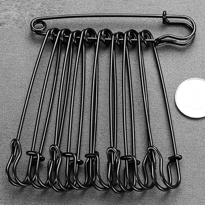 50 Pcs Safety Pins Heavy Duty Large Safety Pins (Black)