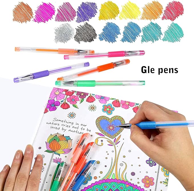 240 Pack Set 120 Colored Gel Pen with 120 Refills, Fine Tip Glitter Gel pens for Adults Artists Coloring Books Drawing Crafts Scrapbooks Bullet Journaling