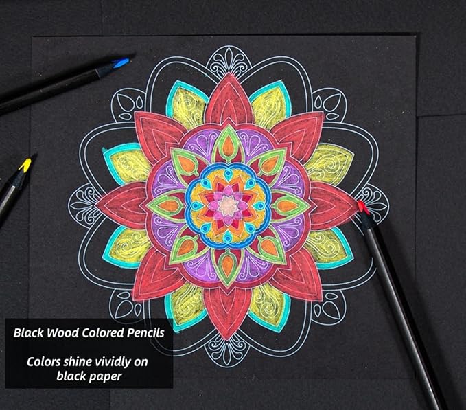 H & B Colored Pencils Set with Mandala Coloring Book, Eraser, and Sharpener - Perfect for Drawing and Coloring - Soft Oil-Based Cores Ideal (72)