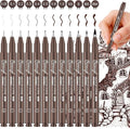 Bianyo Sepia Tone Drawing Pen Set, 12 Assorted Sizes Sketch Liner, Water-Resistant Archival and Pigment Ink Art Pens, Precision Drawing and Sketching Kit