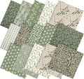 Hahafelt 10 Pcs Sage Green Quilting Fabric Bundle 20 x 20 Inch Vintage Green Floral Quarter Fat Square Fabric by The Yard Precuts Patchwork for Spring Baby Shower DIY Sewing Craft Supplies