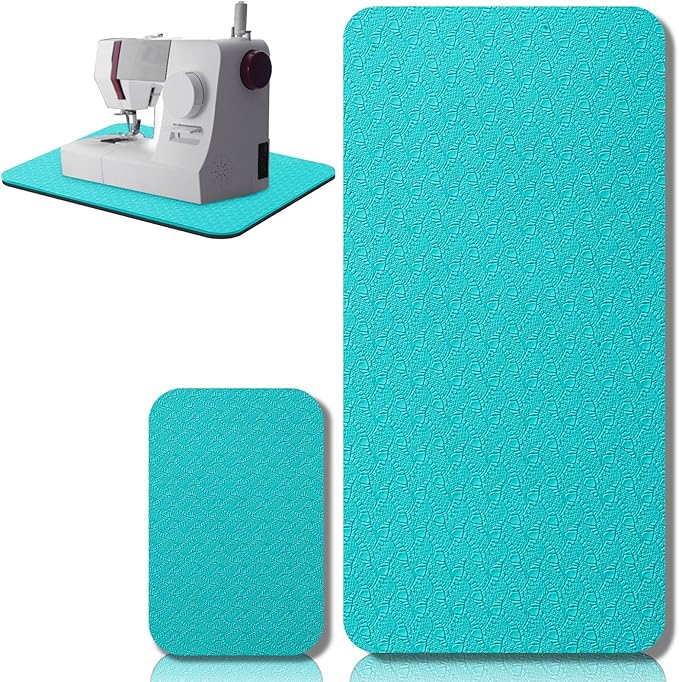 2 Pcs Sewing Machine Muffling Mat Pedal Sewing Mat Reduce Vibrations Noise No Slip Machine Accessories for Quilting(17'' X 36'' and 9'' X 14'',Blue, Black)