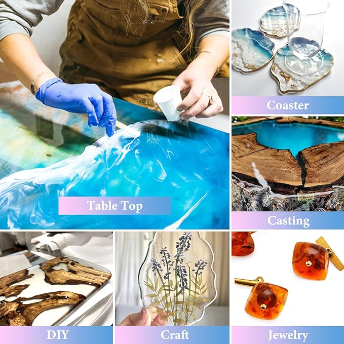 Epoxy Resin 2 Gallon - Crystal Clear Epoxy Resin Kit - Self-Leveling, High-Glossy, No Yellowing, No Bubbles Casting Resin Perfect for Crafts, Table Tops, DIY 1:1 Ratio