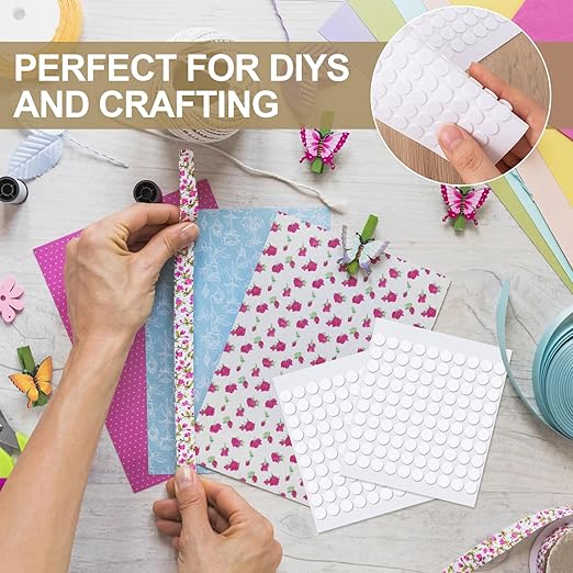 400pcs Double Sided Foam Dots, Self-Adhesive Mini Foam Dot Circles, Round EVA Tape for Wall Decoration Poster Greeting Cards Birthday Cards Invitation DIY Crafts- White