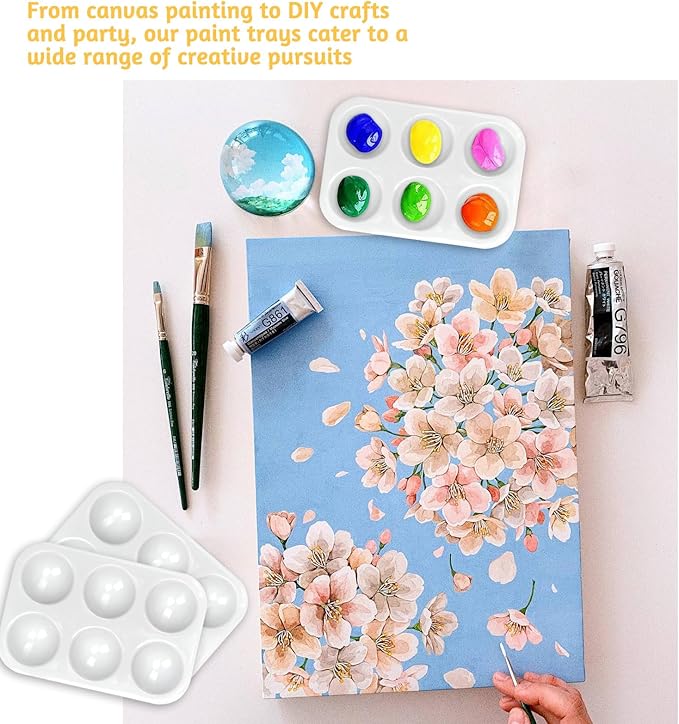 100PCS Paint Tray Palettes Plastic Paint Pallets Watercolor Palette Painting Tray for Painting Party, DIY Craft and Art Painting