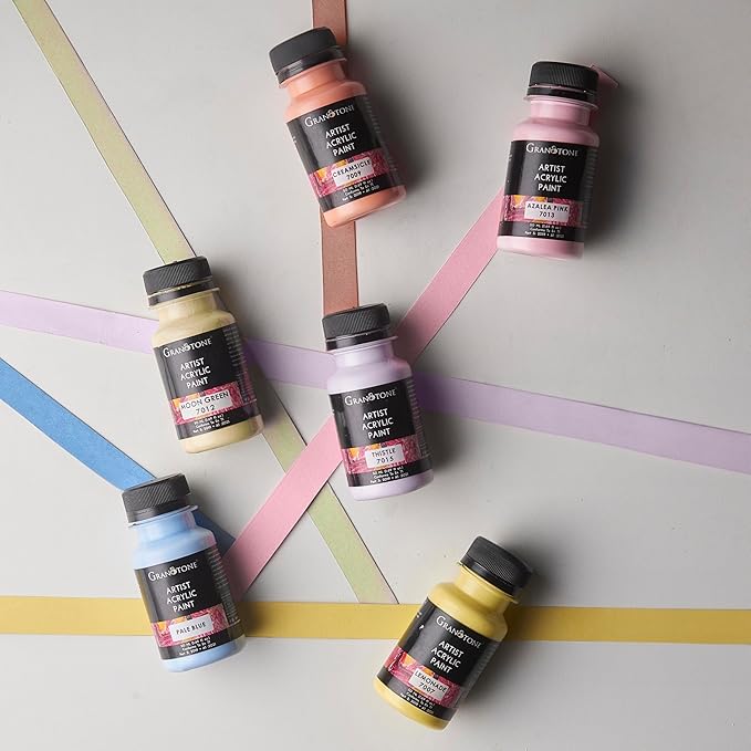 GRANOTONE Acrylic Paint Set of 16 Multicolor Pack 1.69 Fl Oz Each Bottle Non Toxic Water Based Fast Drying Paints for Canvas Wood Fabric and DIY Crafts for Artists Beginners and Kids