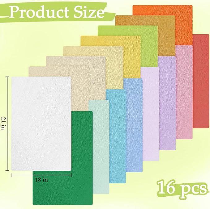 18 * 21inch Cotton Fabric Premium, Solid Precut Fabric Pure Quilting Fat Quarter Bundles Patchwork for Sewing DIY Craft (Colorful2, 16PCS)