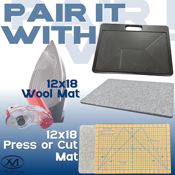 Martelli Tabletop Workstation for Fabric Cutting, Pressing, Sewing, and Quilting, 19x15 includes double sided 12x18 cutting mat