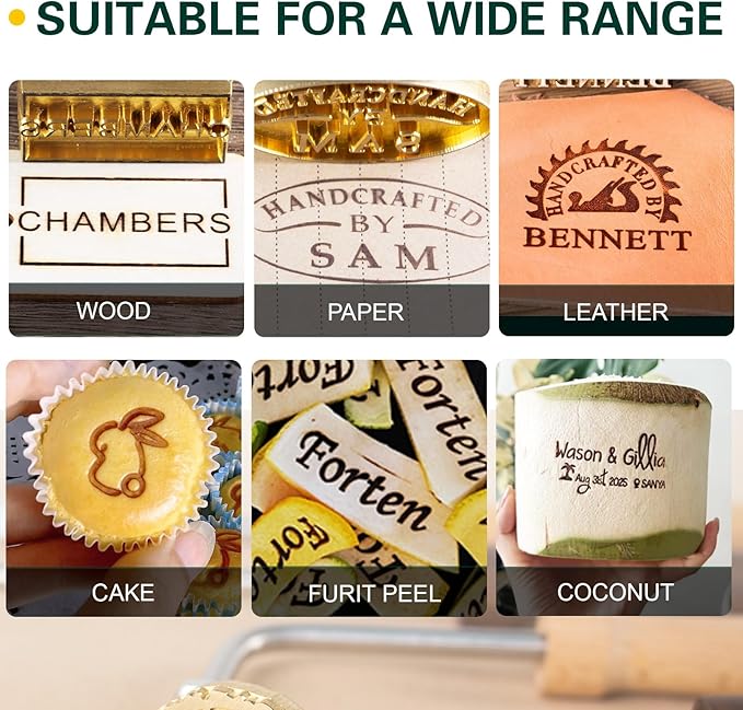 Custom Branding Iron for Wood, Woodworking Branding Iron, Personalized Wood Burning Tool，Leather Stamps with Logo for Crafts Woodworkers Food Meat Gifts (3.5 inches)