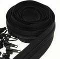 Leekayer #5 Black Nylon Coil Zippers by The Yards Bulk 10 Yards with 25pcs Sliders for DIY Tailor Sewing Craft, Luggage, Dress, Sofa Cushion, Pillow, Bag