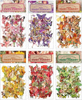 Vintage Flower Fairy Stickers 300Pcs Lot, Belebee 6 Packs Butterfly Fantasy Transparent Sticker for Scrapbooking Junk Journaling Paper Art Crafts Project Planner Album Diary Phone Cases Laptop Adult