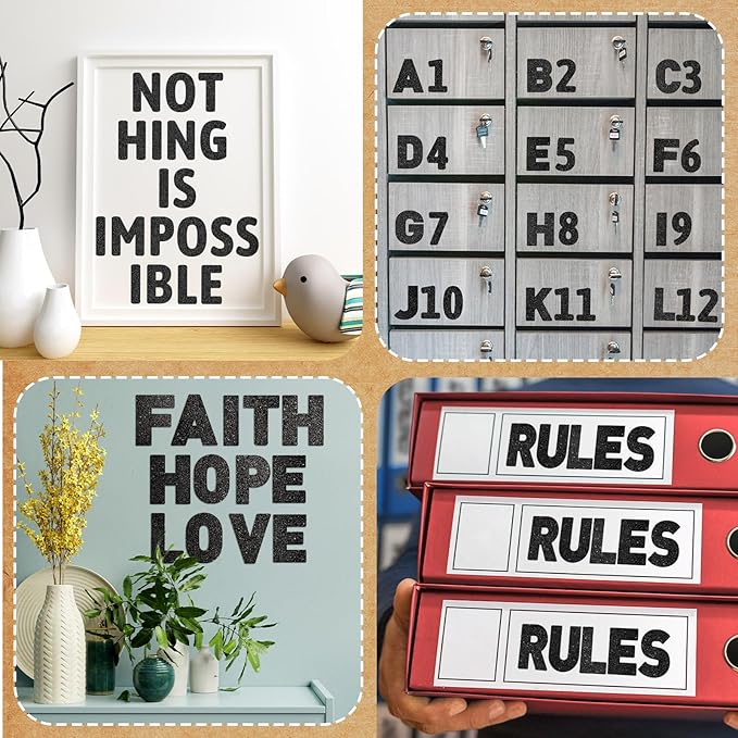 Harloon 232 Pcs 24 Sheets Large Glitter Letter Stickers Big Font Alphabet Letter Self Adhesive Letters Kit Mailbox Stickers for Mailbox Bulletin Boards Classroom Home(Black,6 Inch)