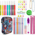 KOKNIT Crochet Hooks Set with Storage Case - 9 Soft Grip Ergonomic Crochet Needles,12 Coloured Aluminum Yarn Crocheting Crochet Hooks,Crochet Kit with Crochet Supplies and Accessories