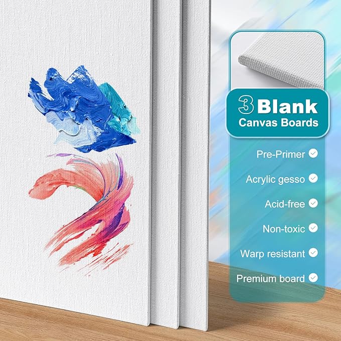 Inburit Paint Set for Adults & Kids, Painting Supplies Kit with 6 Canvases, 24 Acrylic Paints(22ml), 8 Brushes, 1Painting pad, Palette, Deluxe Paint Set for Kids, Student & Artist