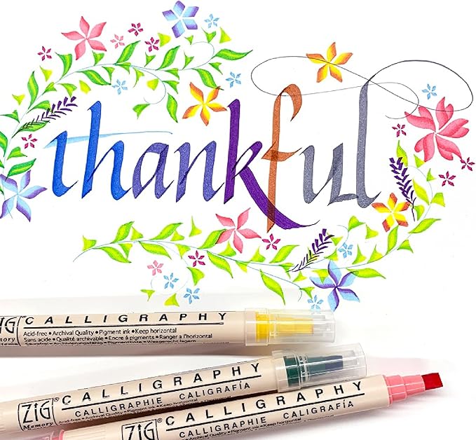 Kuretake Zig Calligraphy Dual Tip Marker Pens 3 colors set, KiwiMint, 2mm, 5mm, Double Tip, for Art, Sketch, illustration, Calligraphy, Journal, Drawing, Made in Japan