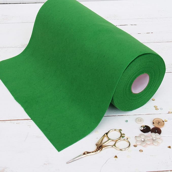 Threadart Premium Felt Roll - 12" x 10yd - Green | Soft Wool-Like Feel | 1.2mm Thick Fabric for DIY Crafts, Sewing, Crafting Projects | Compatible with Cricut Maker