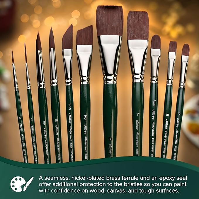 Silver Brush Limited 25036 Ruby Satin Filbert Brush for Fluid and Flow Acrylics, Size 6, Long Handle
