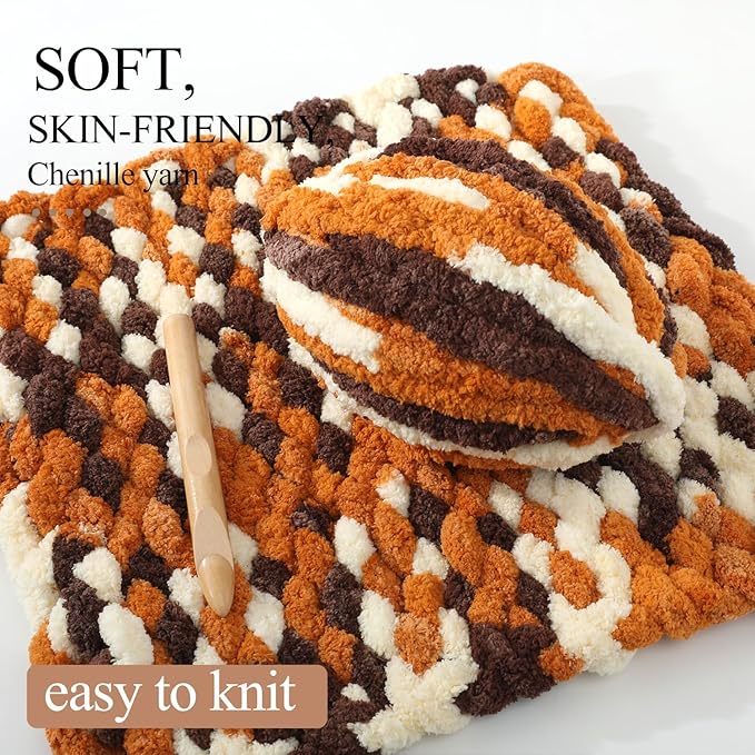 Chunky Yarn for Hand Knitting, No7 Thick Yarn, 250Grams 32Yards, Pack of 4, Perfect for Knitters and Crafters (Cappuccino)