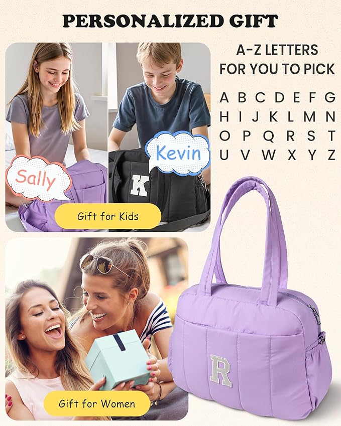 Stocking Stuffers for Teen Girls-Gifts for Women Unique Initial Duffle Bag, Carry On Bags，Overnight Bag with Wet Pocket，Lightweight Travel Bags Personalized Gym Tote with Makeup Pouch