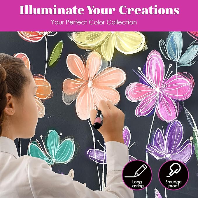 Loddie Doddie Liquid Chalk Markers Fine Tip - 8-Pack, 1mm Tip, Macaron Pastel - High-Precision Detailing & Chalk Pen - Erasable Low-Odor Ink for Blackboard - Versatile Glass & Window Markers