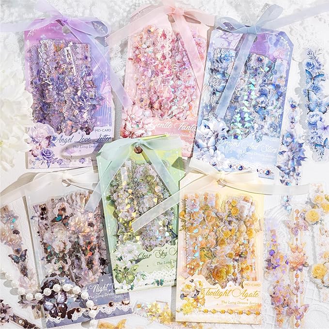 Alideco 120pcs Scrapbook Stickers Vintage Flower Butterfly Scrapbooking Junk Journal Crafts Embelishment Decoration Stickers (youchangmengjing)