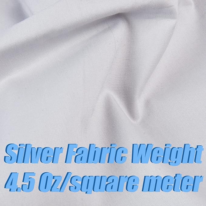 5 Yard Silver Cotton Fabric,Natural Cotton Poplin Fabric by The Yard, 59 Inches Wide 100% Cotton Fabric,Soft Embroidery Muslin Quilting Material for Sewing Material Apparel Cloth