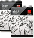 AGPtEK Sketch Book, Art Drawing Pad 9 X 12, 100 Sheets, 60lb/100g, 2 Pack
