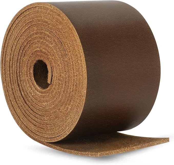 Ringsun 2 Inches Wide Flat Leather Straps for Crafts, Full Grain Leather Strips for Crafts, Tooling (2mm Thick 72.5 Inches Long Dark Brown)