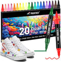 Fabric Markers Permanent for Clothes, 20 Colors Dual Tip with Fine and Chisel Tips Paint Pens for Clothing Canvas Tote Bags T-Shirt and Shoes, Non Toxic Ink for Kids and Adults