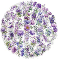 50pcs Purple Flower Stickers for Scrapbooking - Waterproof Transparent Floral Botanical Sticker for Journaling, Crafts, Art Projects, Glass Potion Bottles