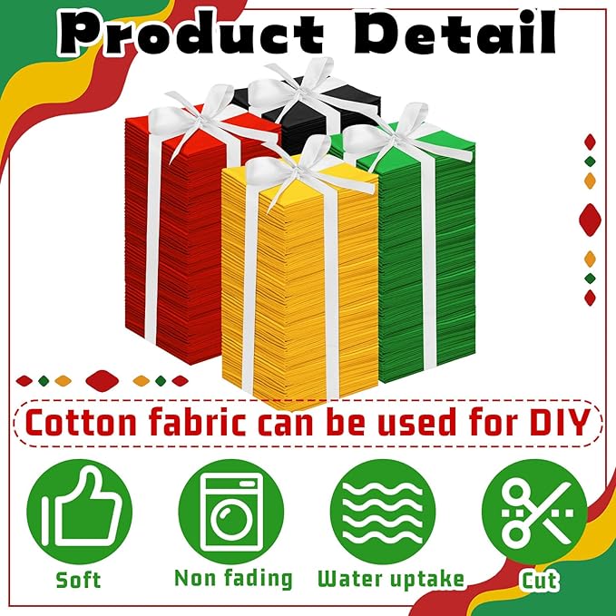 Buryeah 100 Pieces 10 x 10 Inches Cotton Fabric Squares Precut Quilting Fabric Bundles Solid Colors Layer Cakes Quilt Material for DIY Craft Sewing Embroidery (Black,Green,Red,Yellow)