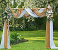 WARM HOME DESIGNS Wedding Arch Draping Fabric Bundle Has 2 216 Inch (18 Feet) Scarves in Caramel Gold & White Fabric for Wedding Decoration. AD White & Gold 216”