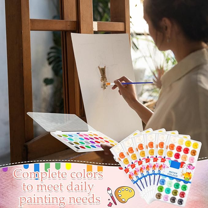 Nuanchu Christmas Gifts Bulk Watercolor Paint Washable Watercolor Paint Kits Palette and Brushes Portable Water Color Supplies for Adults, Beginners Artists Valentine Gift(12 Pack,36 Colors)