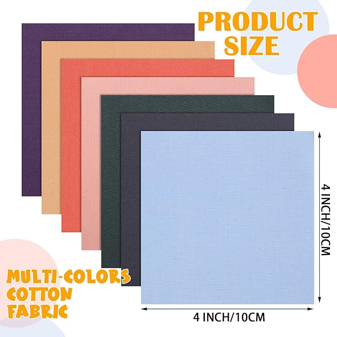 Tudomro 300 Pcs 4 x 4 Inches Solid Cotton Quilting Fabric Bundles Precut Fat Squares Sewing 100 Colors for Beginners DIY Sewing Patchwork Scrapbooking Craft